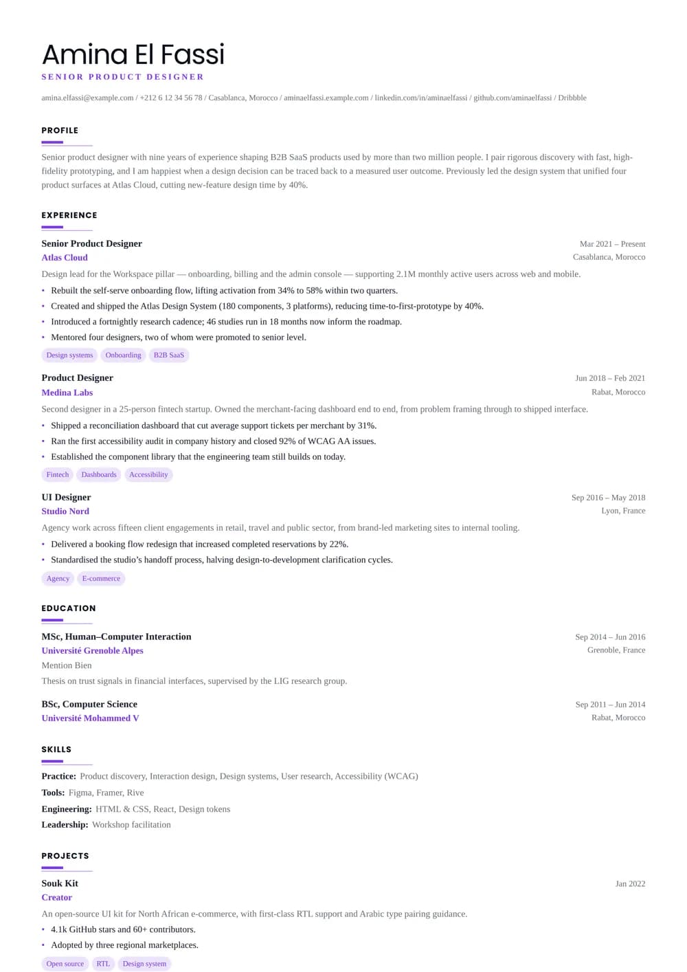 Creative ATS CV template preview — a creative résumé layout