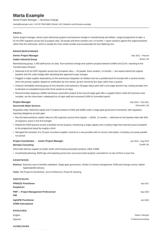 Vorschau der Lebenslauf-Vorlage ATS CV — ein ats-Layout