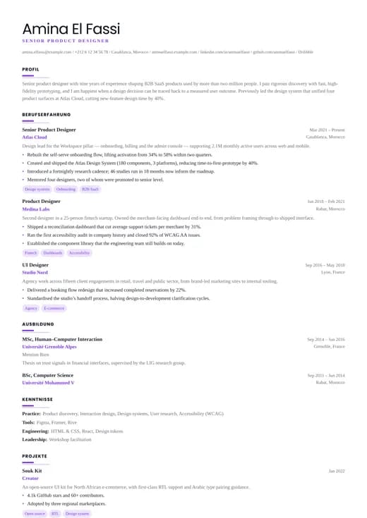 Vorschau der Lebenslauf-Vorlage Creative ATS — ein creative-Layout