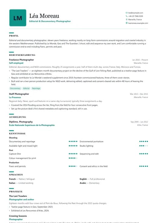 Vorschau der Lebenslauf-Vorlage Creative Professional — ein creative-Layout