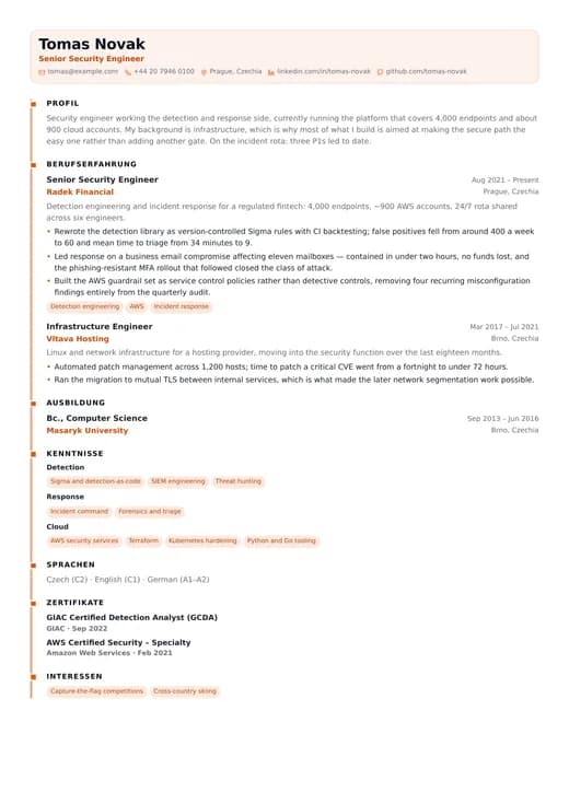 Vorschau der Lebenslauf-Vorlage DevOps Engineer — ein technology-Layout