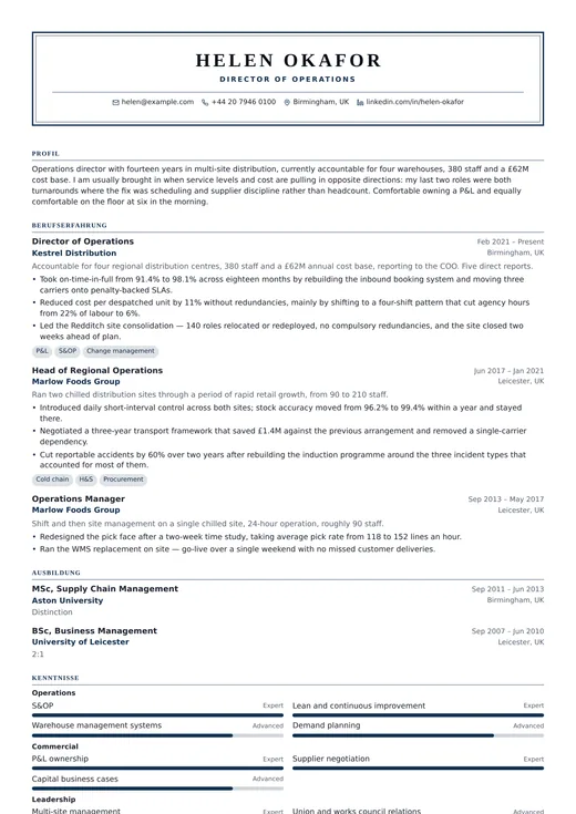 Vorschau der Lebenslauf-Vorlage Corporate Executive — ein corporate-Layout