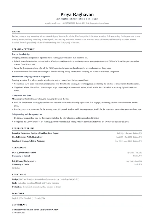 Vorschau der Lebenslauf-Vorlage Functional CV — ein classic-Layout