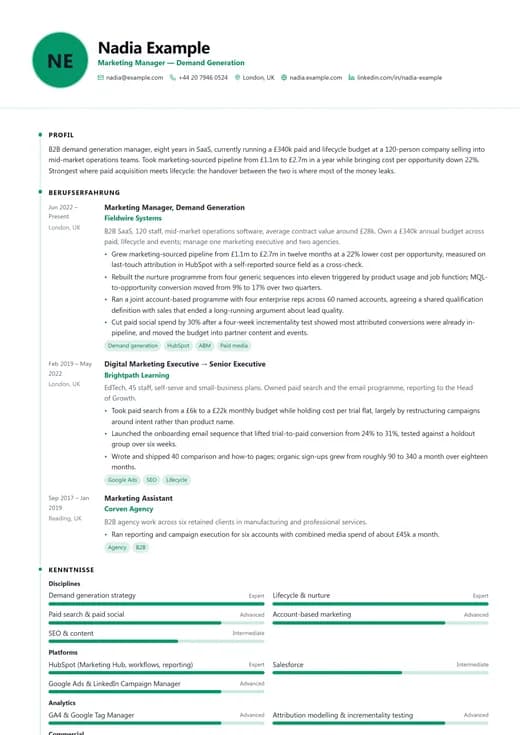 Vorschau der Lebenslauf-Vorlage Modern Clean — ein modern-Layout