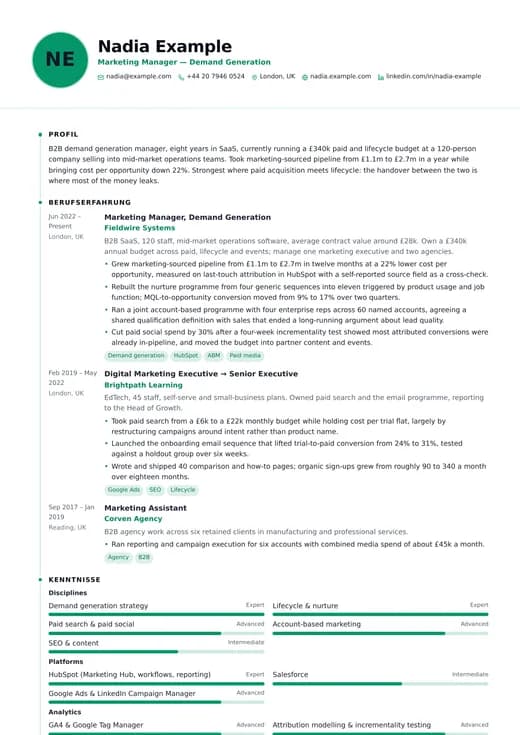 Vorschau der Lebenslauf-Vorlage Modern Clean — ein modern-Layout