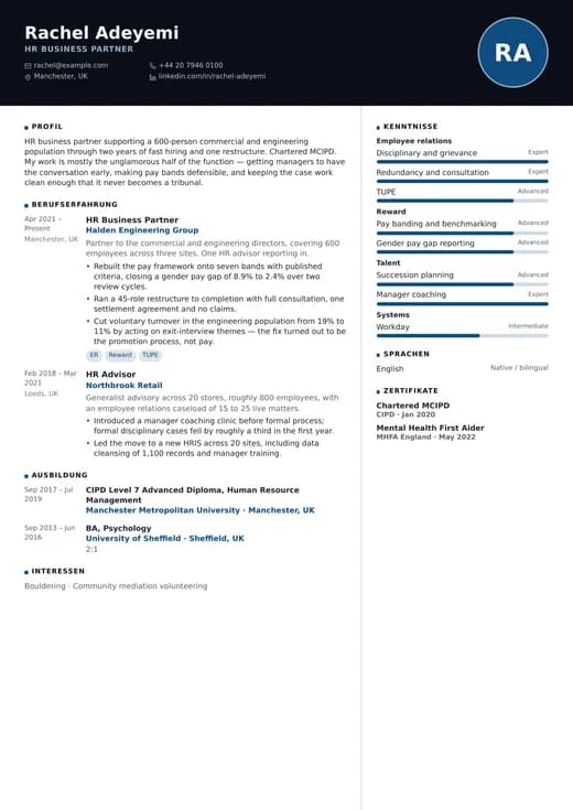 Vorschau der Lebenslauf-Vorlage Modern Corporate — ein modern-Layout