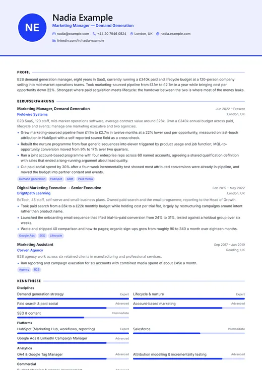 Vorschau der Lebenslauf-Vorlage Modern Professional — ein modern-Layout