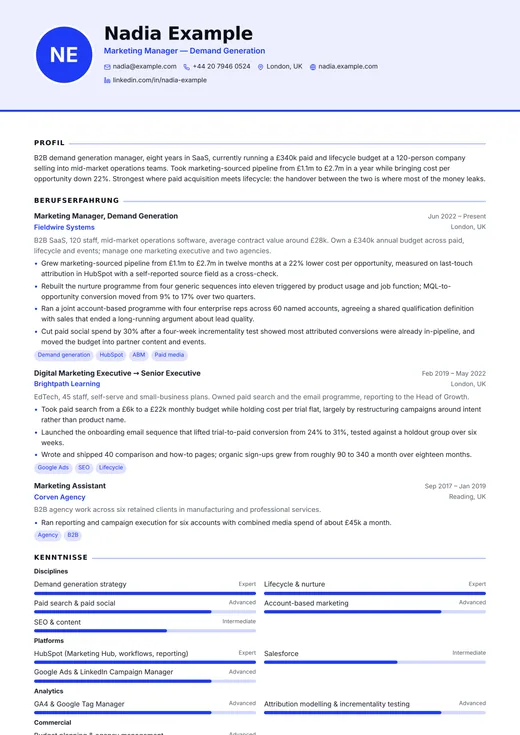 Vorschau der Lebenslauf-Vorlage Modern Professional — ein modern-Layout