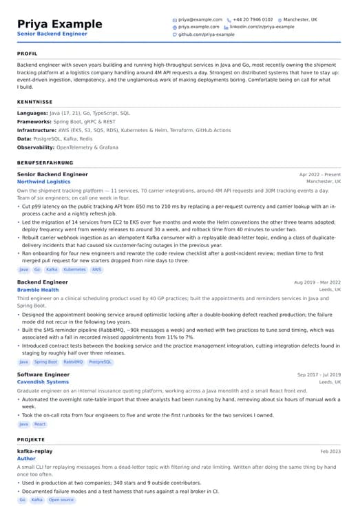 Vorschau der Lebenslauf-Vorlage Software Engineer — ein technology-Layout