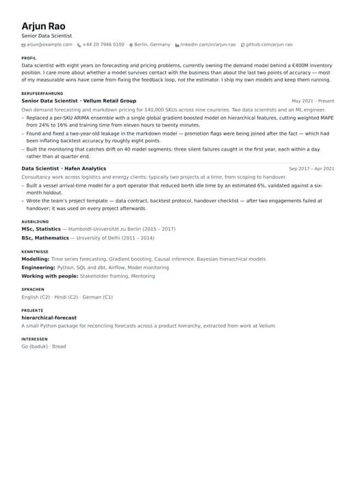 Vorschau der Lebenslauf-Vorlage Tech Minimal — ein technology-Layout