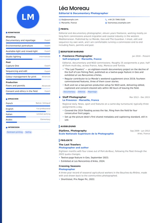 Vorschau der Lebenslauf-Vorlage Visual Resume — ein creative-Layout