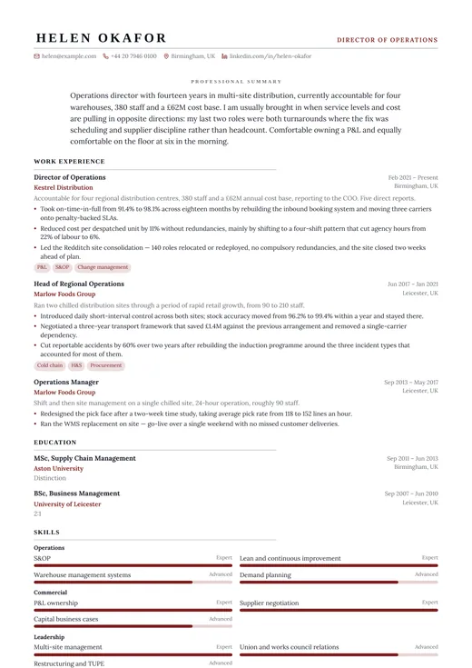 Executive Classic CV template preview — a classic résumé layout