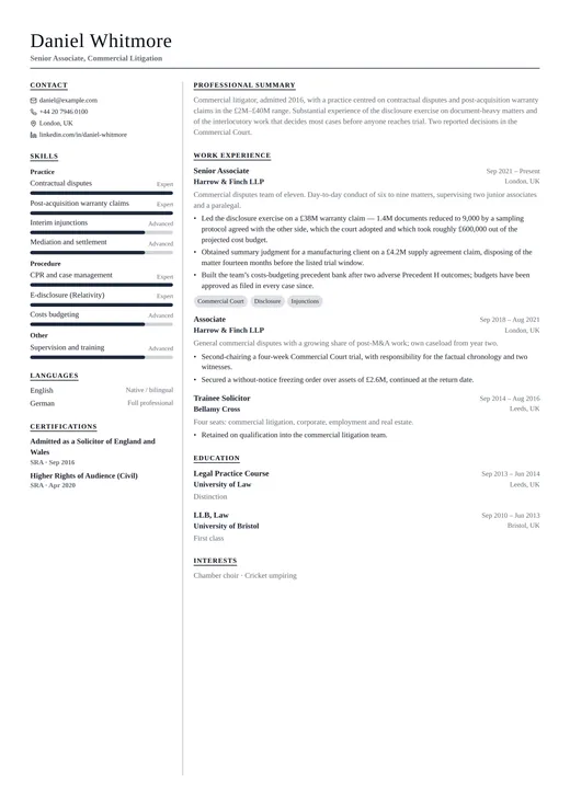 Formal CV CV template preview — a classic résumé layout