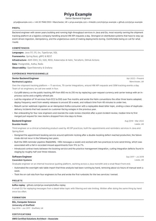 Aperçu du modèle de CV ATS Resume — une mise en page ats