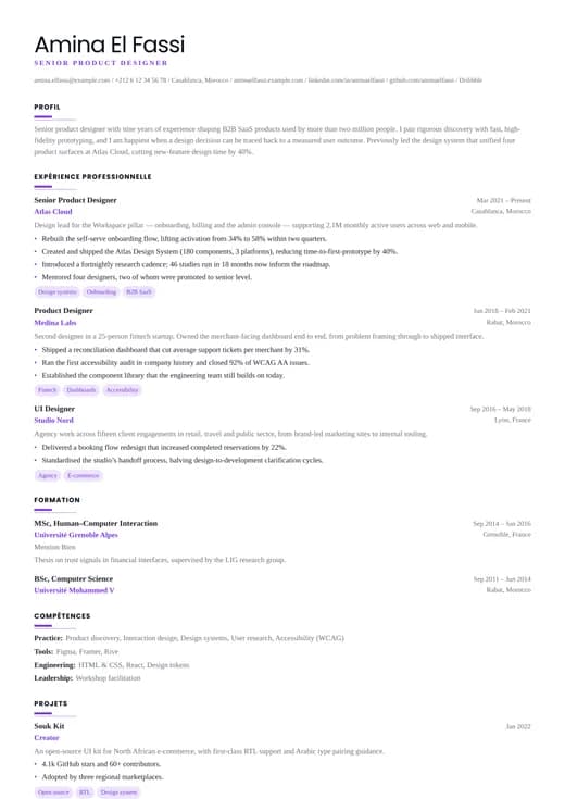 Aperçu du modèle de CV Creative ATS — une mise en page creative