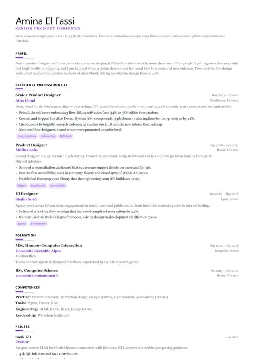 Aperçu du modèle de CV Creative ATS — une mise en page creative