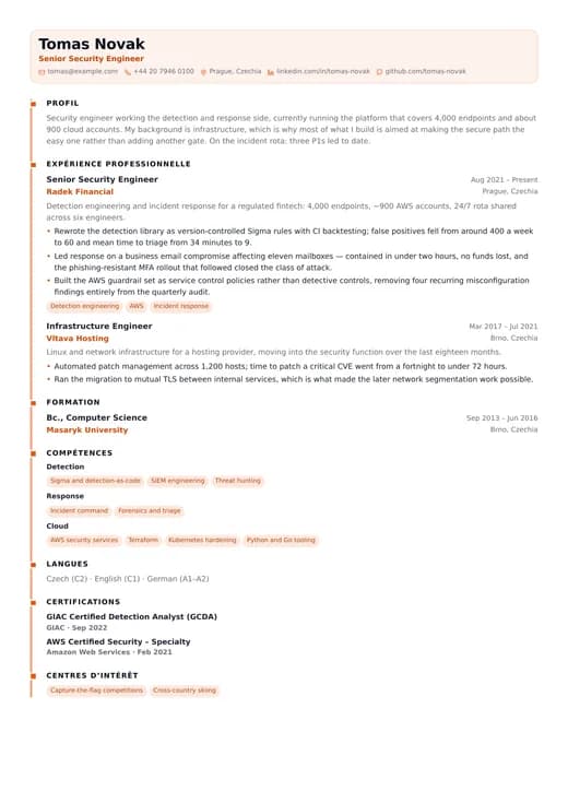 Aperçu du modèle de CV DevOps Engineer — une mise en page technology
