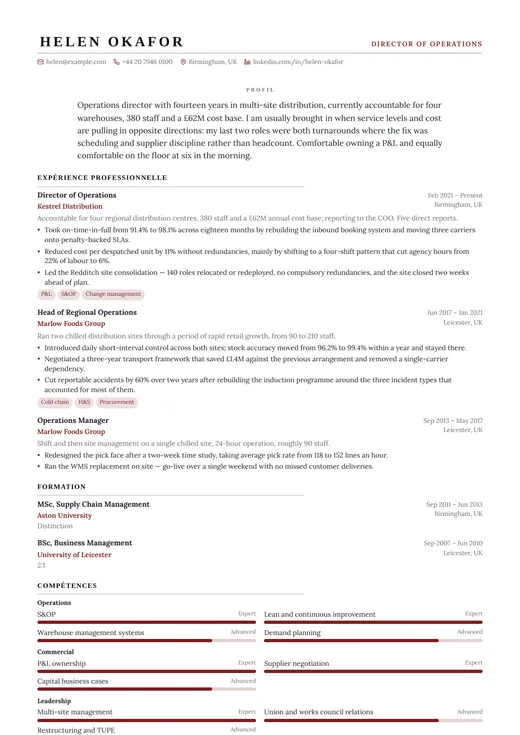 Aperçu du modèle de CV Executive Classic — une mise en page classic
