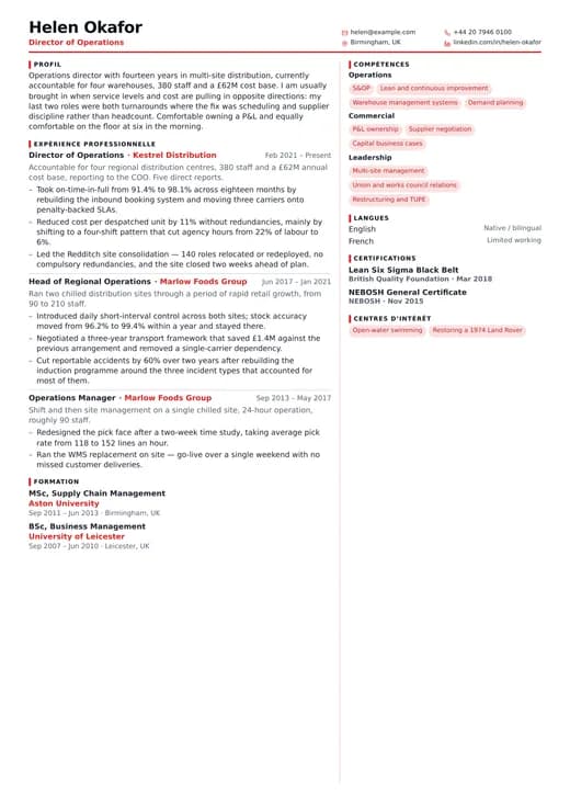 Aperçu du modèle de CV Modern Compact — une mise en page modern