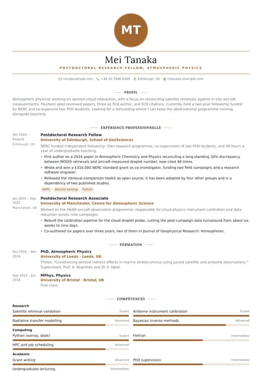 Aperçu du modèle de CV Modern Elegant — une mise en page modern