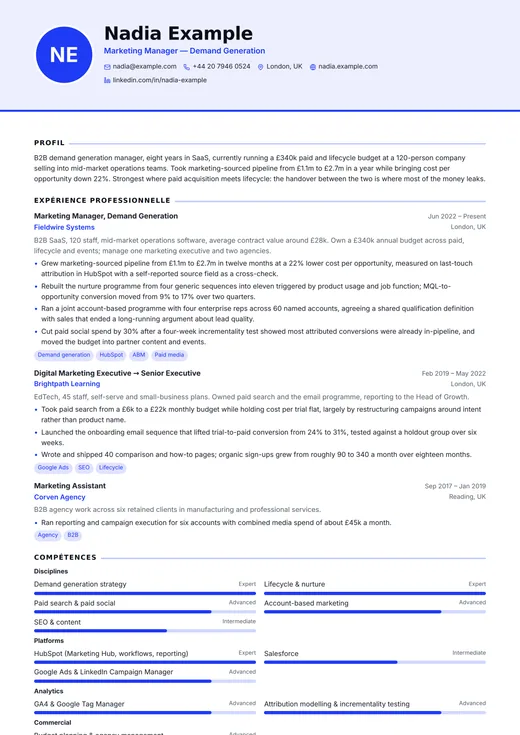 Aperçu du modèle de CV Modern Professional — une mise en page modern