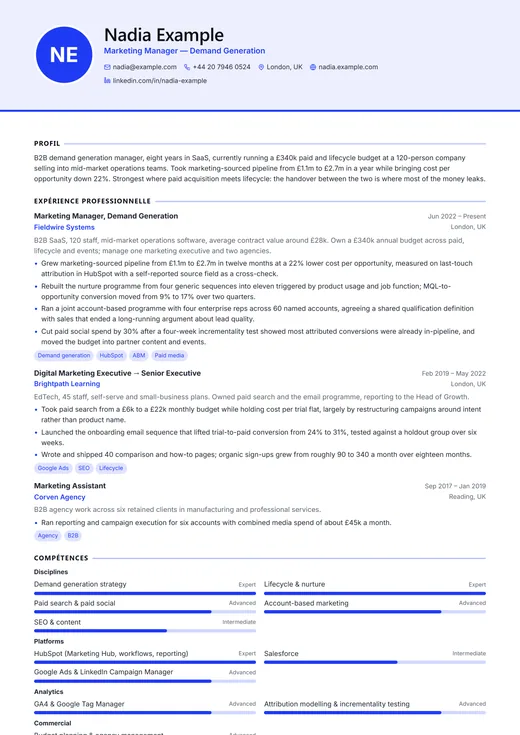 Aperçu du modèle de CV Modern Professional — une mise en page modern