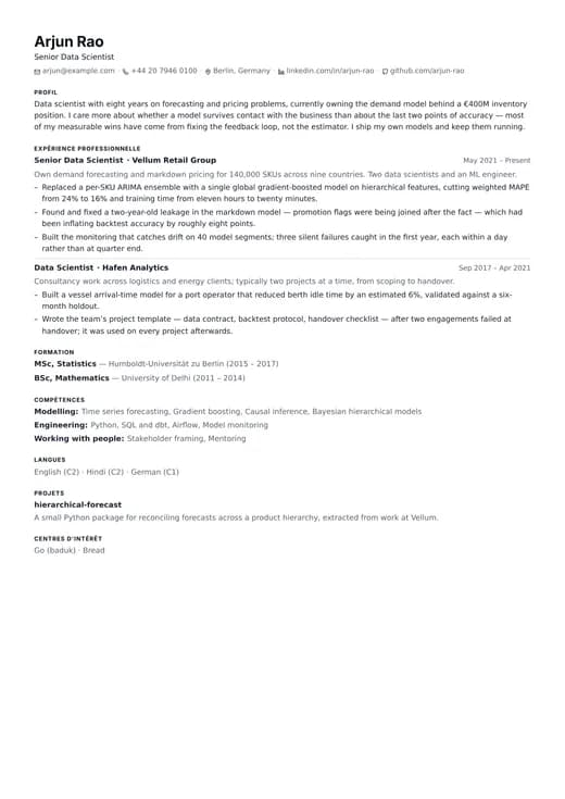 Aperçu du modèle de CV Tech Minimal — une mise en page technology
