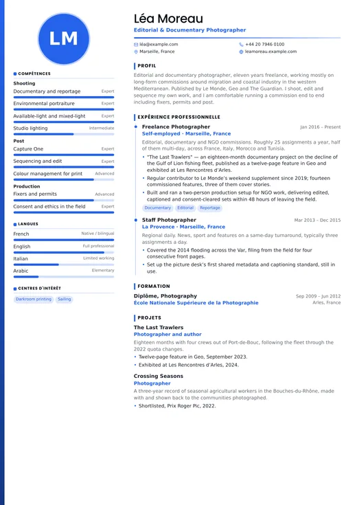 Aperçu du modèle de CV Visual Resume — une mise en page creative