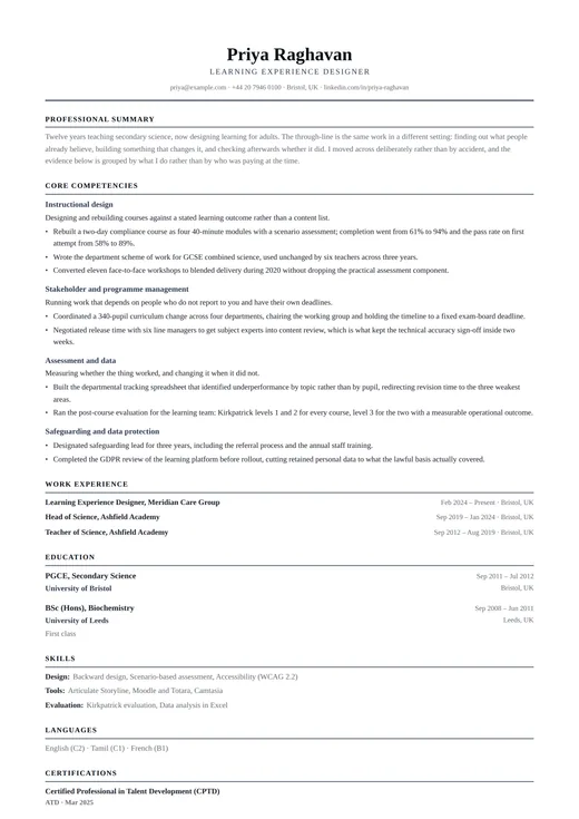 Functional CV CV template preview — a classic résumé layout