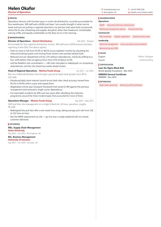 Voorbeeld van cv-sjabloon Modern Compact — een modern cv-opmaak