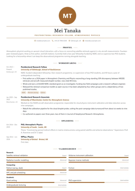 Voorbeeld van cv-sjabloon Modern Elegant — een modern cv-opmaak