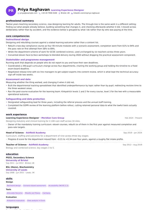 Portfolio Style CV template preview — a creative résumé layout